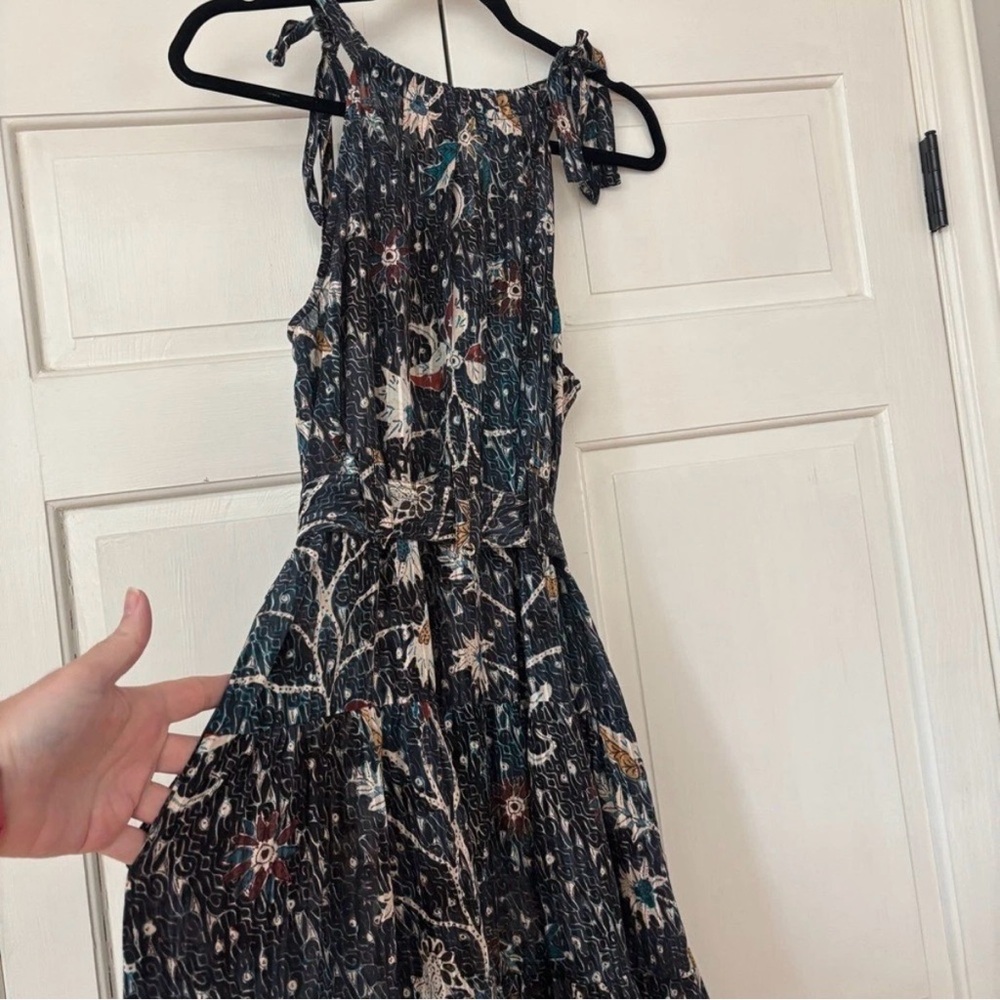 Ulla Johnson Mariam Midi Dress Floral Batik Jet Navy Blue‎ Halter Size 2 Flowy - Picture 13 of 16